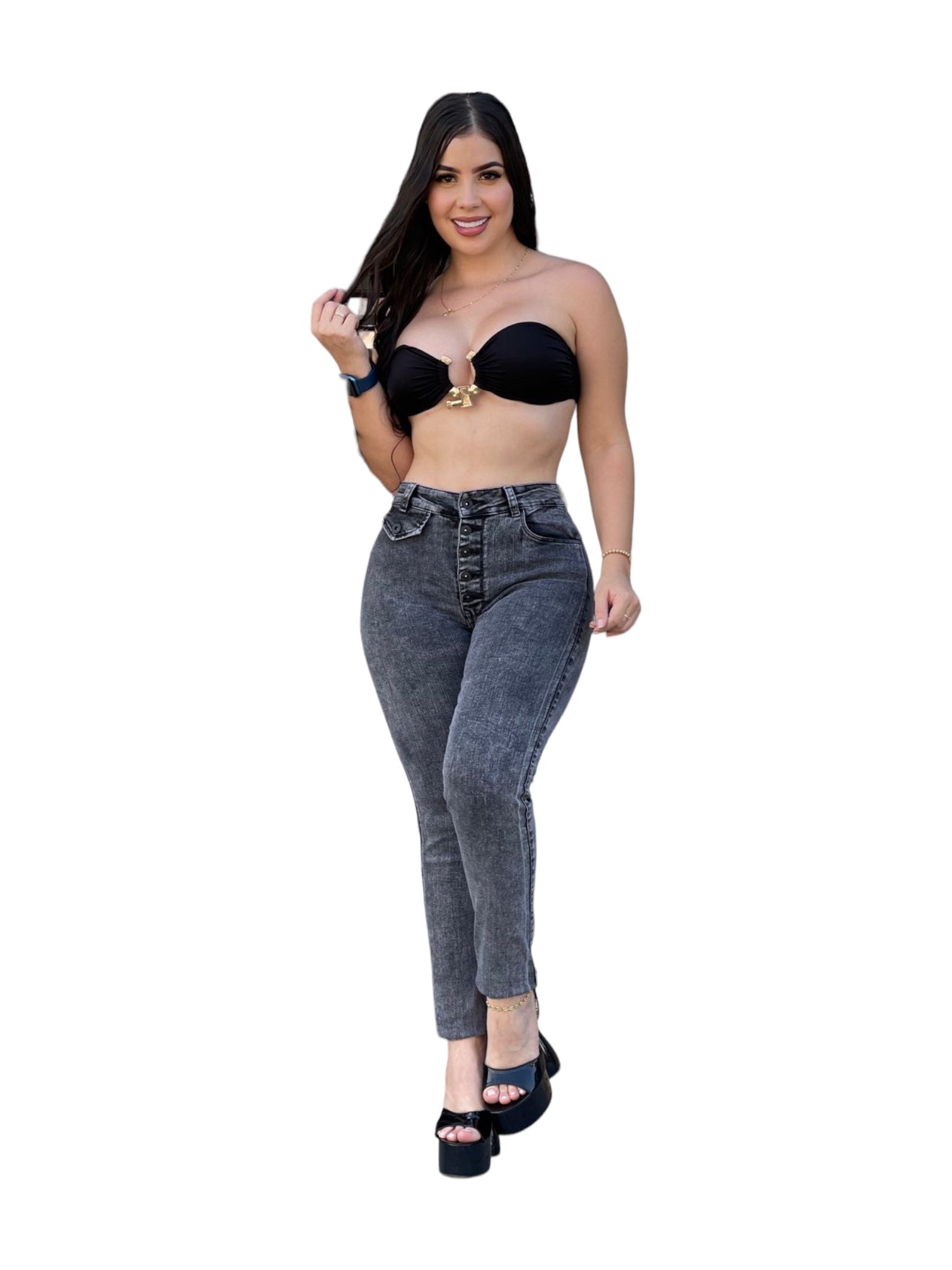 Jeans Skinny Gris Ref: Alaila