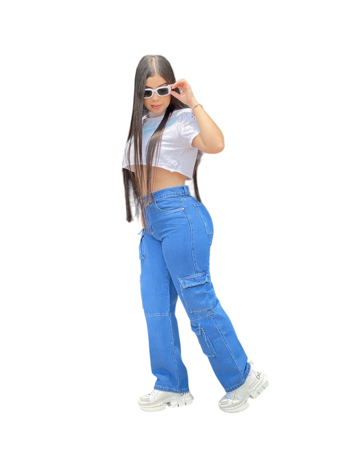 Jeans Mom Cargo azul Ref: Berlín