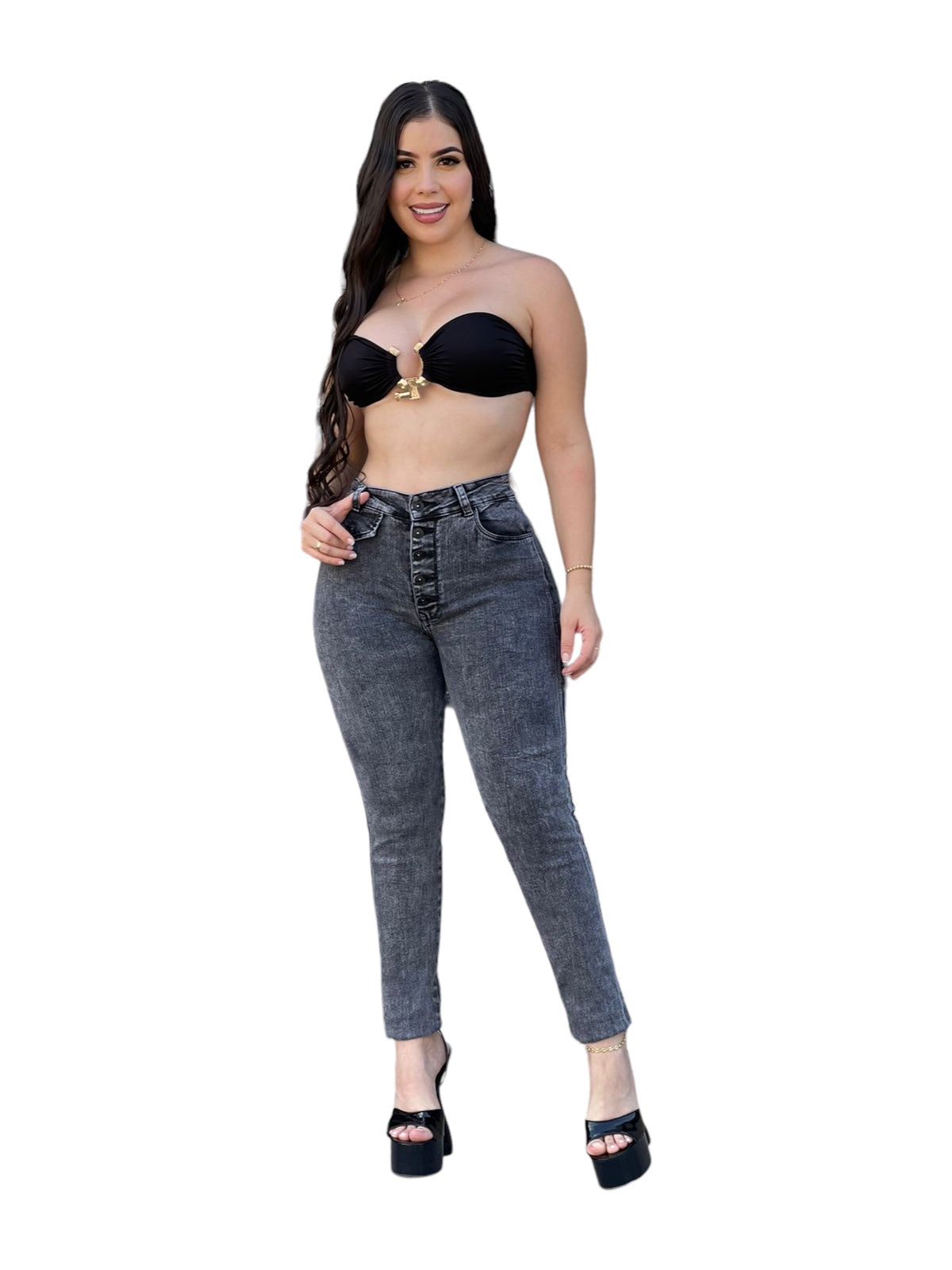 Jeans Skinny Gris Ref: Alaila