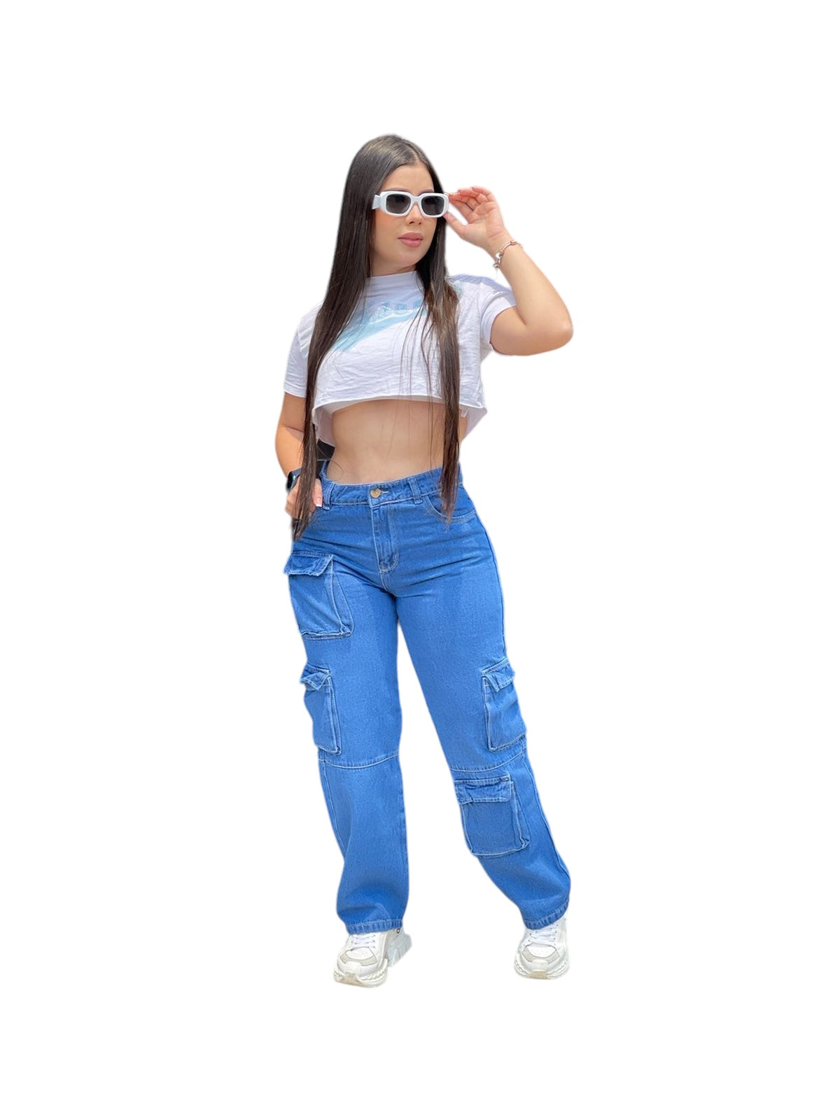Jeans Mom Cargo azul Ref: Berlín